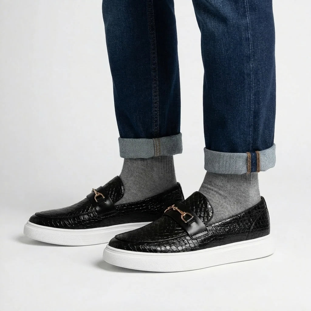 Obsidian Men's Textured Slip On Loafers | Flats