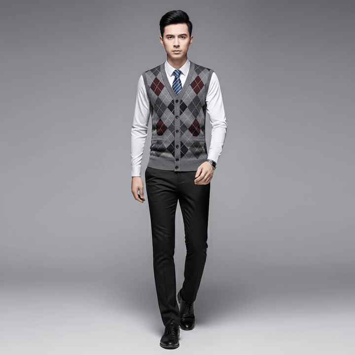 Aaron Men’s Wool Argyle Sweater Vest | Winter