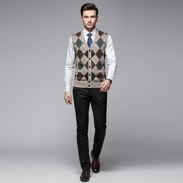Aaron Men’s Wool Argyle Sweater Vest | Winter