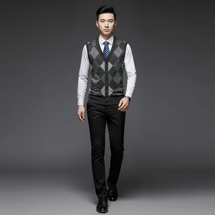 Aaron Men’s Wool Argyle Sweater Vest | Winter