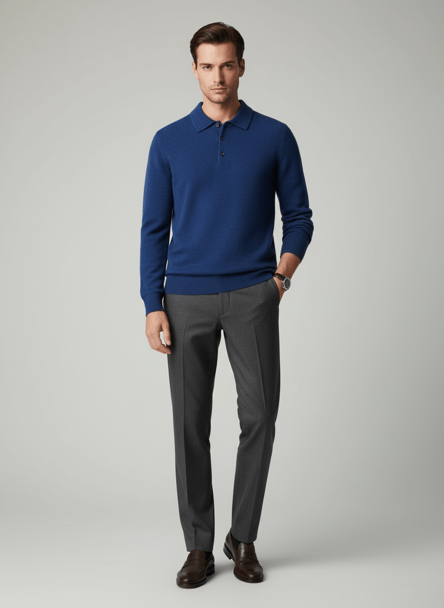 Ashmoor Knit 100% Merino Wool Polo Sweater