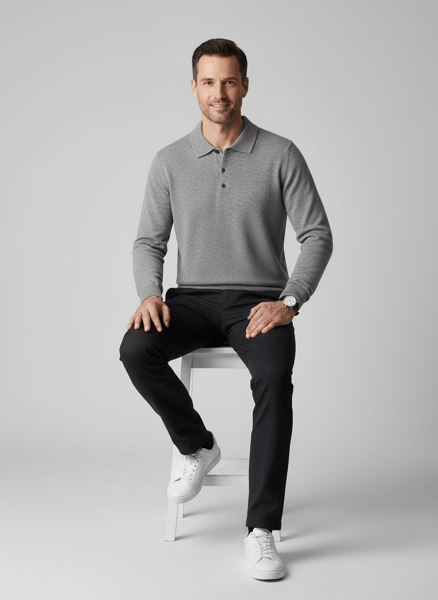 Ashmoor Knit 100% Merino Wool Polo Sweater