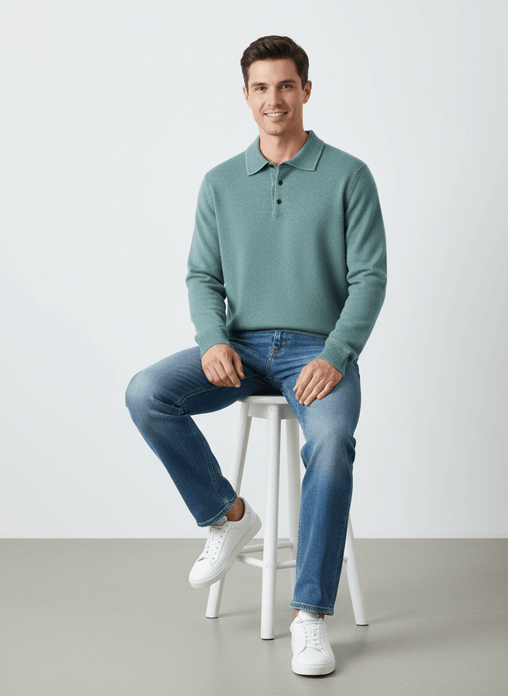 Ashmoor Knit 100% Merino Wool Polo Sweater