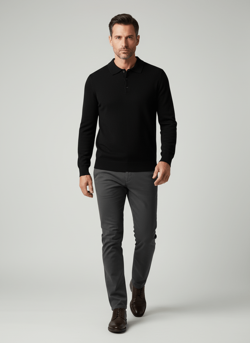 Ashmoor Knit 100% Merino Wool Polo Sweater
