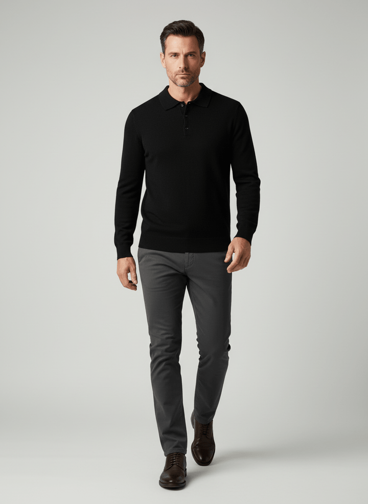 Ashmoor Knit 100% Merino Wool Polo Sweater