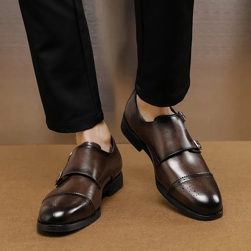 Cavarello Double-Monk Strap Leather Shoes