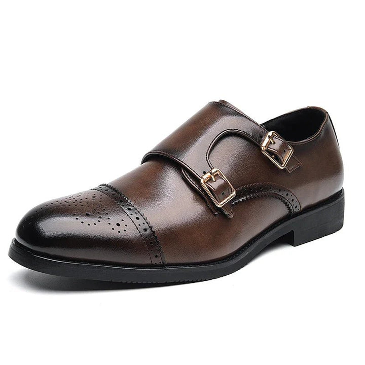 Cavarello Double-Monk Strap Leather Shoes