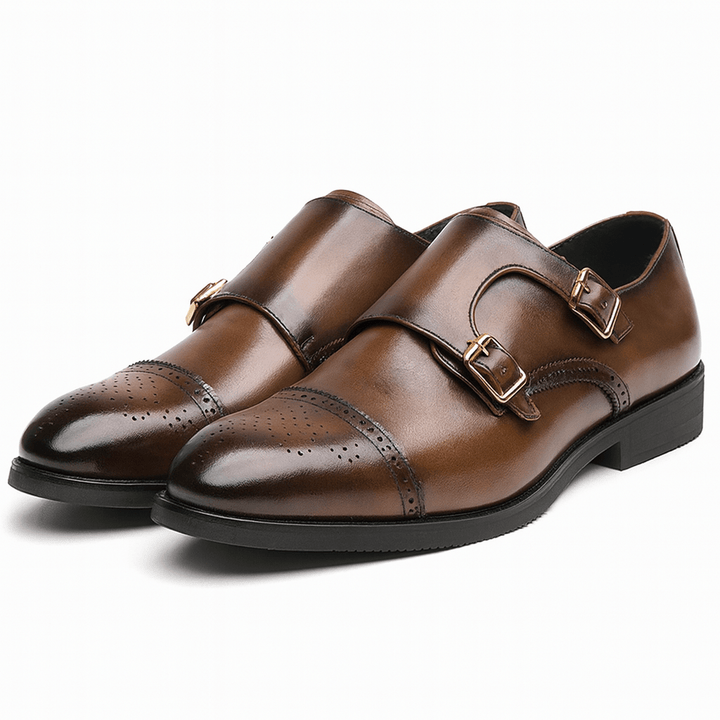 Cavarello Double-Monk Strap Leather Shoes