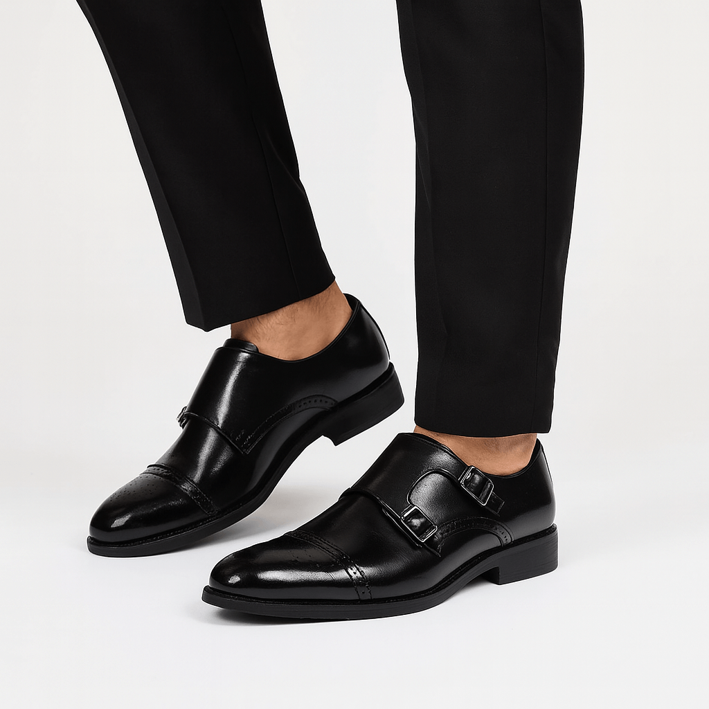 Cavarello Double-Monk Strap Leather Shoes