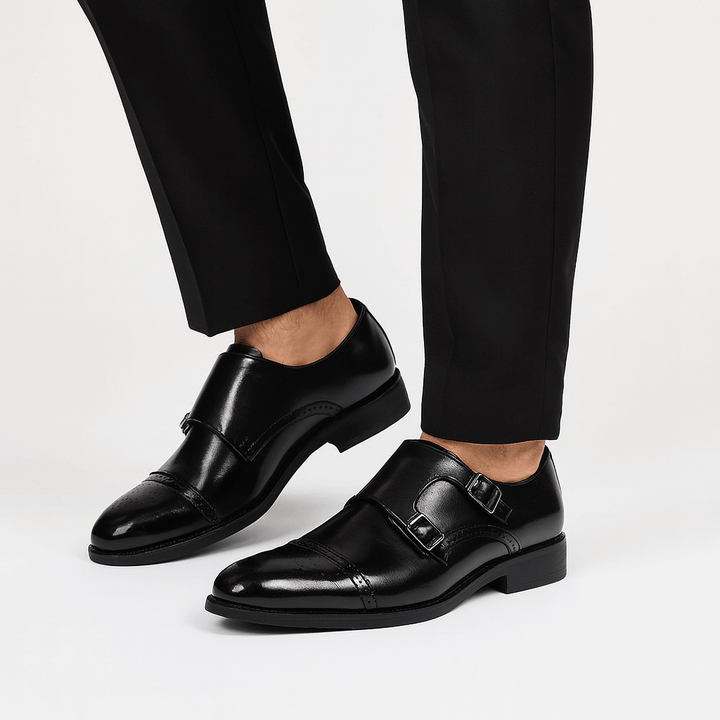 Cavarello Double-Monk Strap Leather Shoes