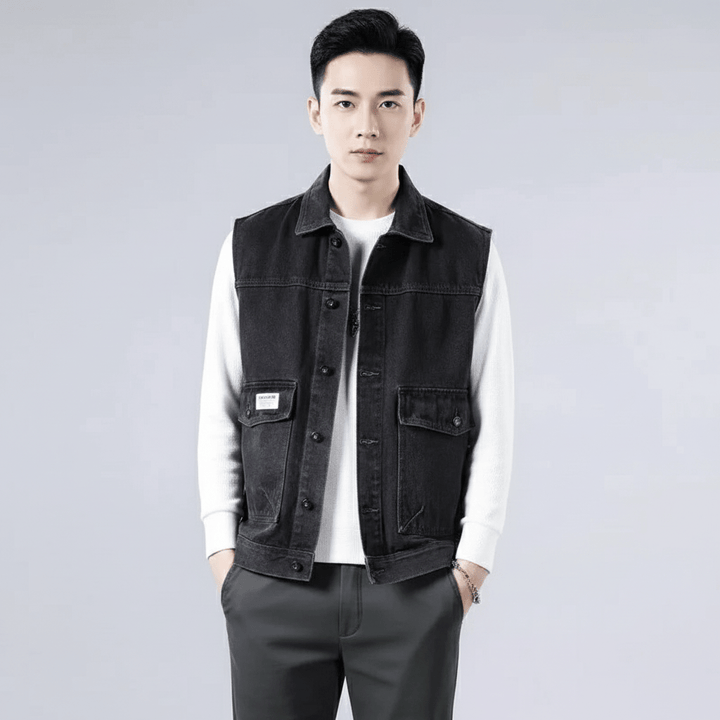 Colemark Men's Sleeveless Denim Vest