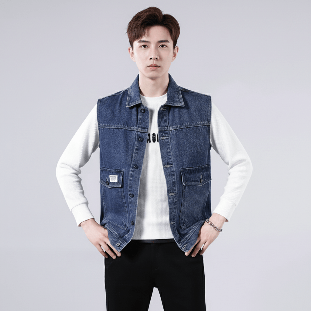 Colemark Men's Sleeveless Denim Vest