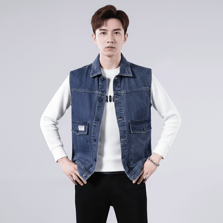 Colemark Men's Sleeveless Denim Vest