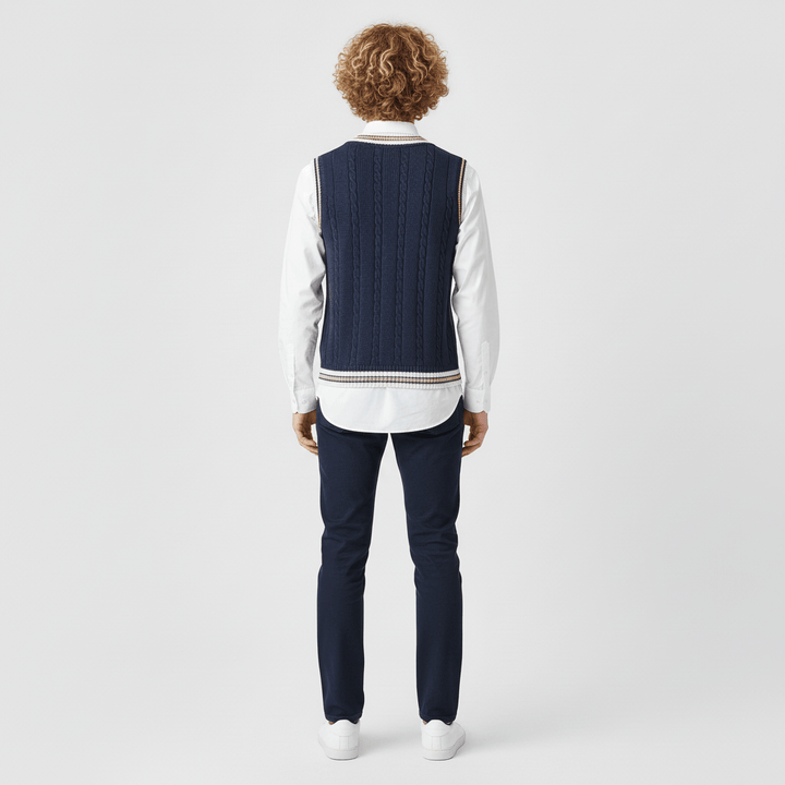 Crofton V-neck Cable Knit Sweater Vest