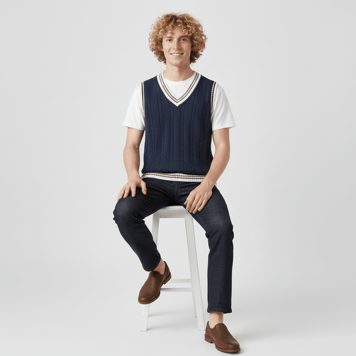 Crofton V-neck Cable Knit Sweater Vest