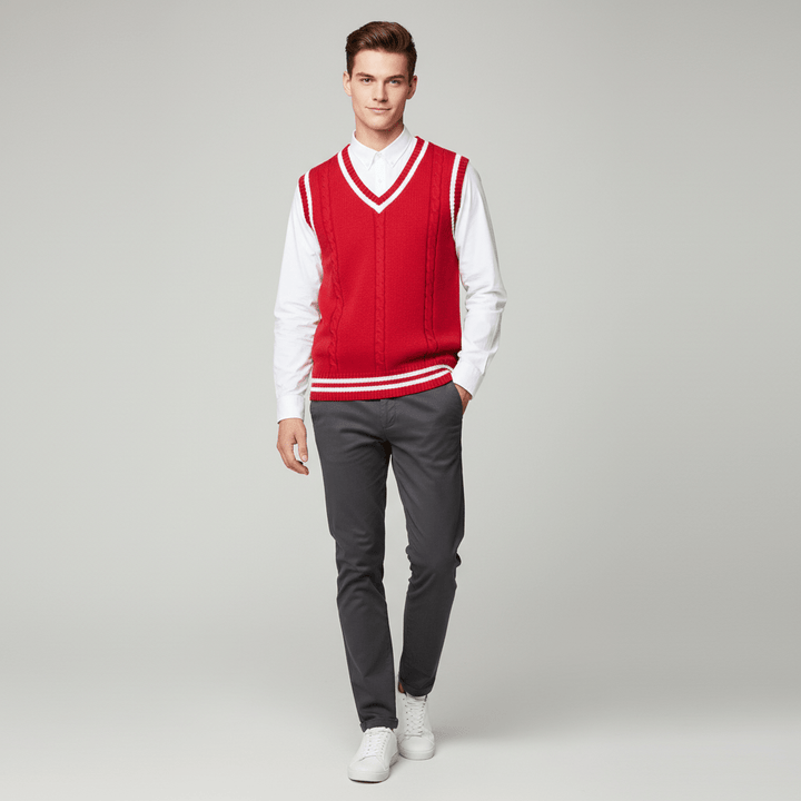 Crofton V-neck Cable Knit Sweater Vest