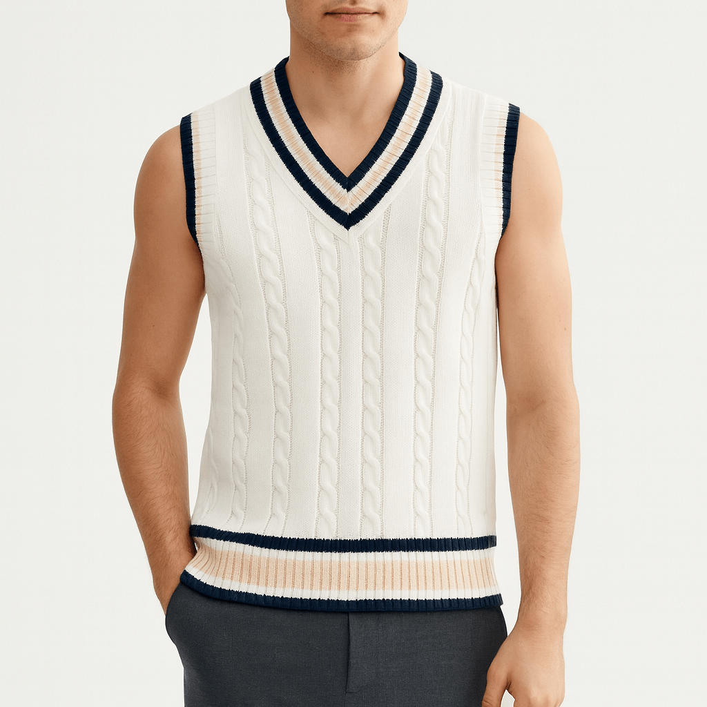 Crofton V-neck Cable Knit Sweater Vest
