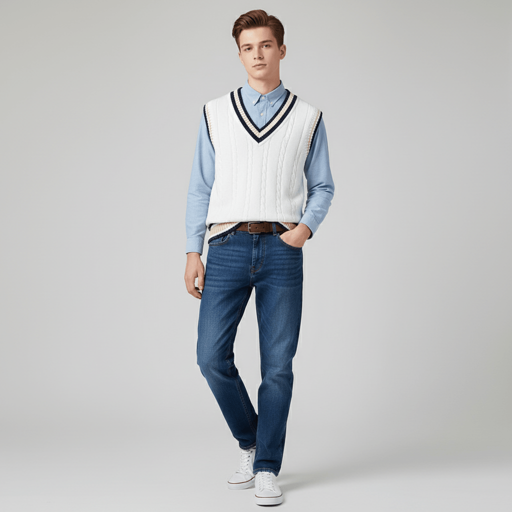 Crofton V-neck Cable Knit Sweater Vest