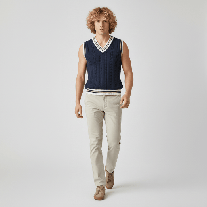 Crofton V-neck Cable Knit Sweater Vest
