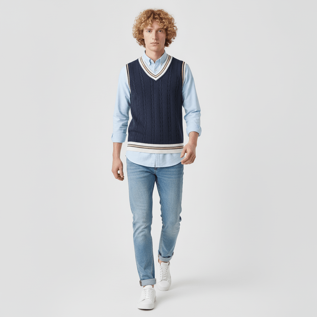 Crofton V-neck Cable Knit Sweater Vest