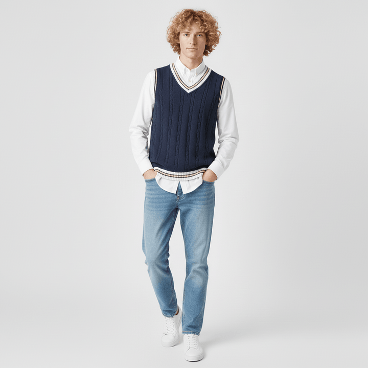 Crofton V-neck Cable Knit Sweater Vest