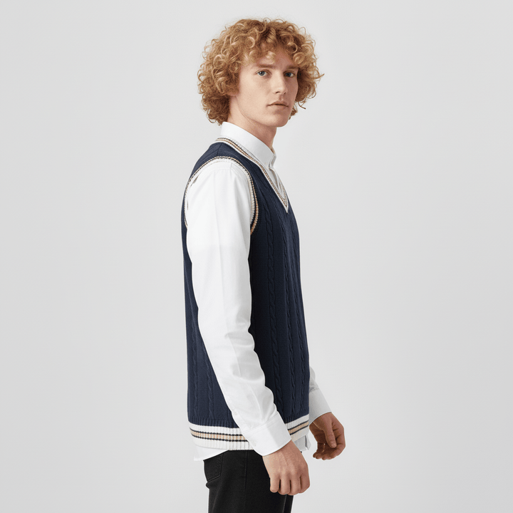Crofton V-neck Cable Knit Sweater Vest
