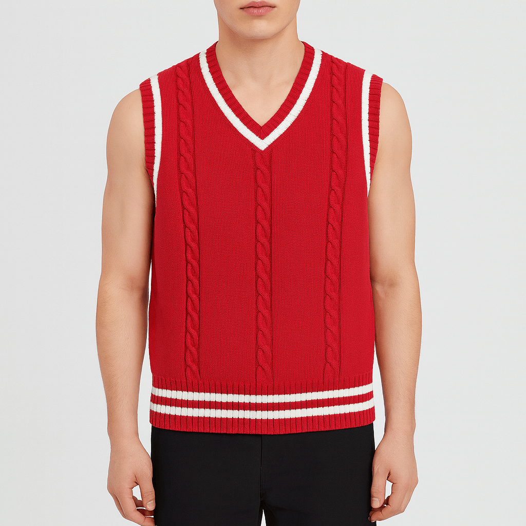 Crofton V-neck Cable Knit Sweater Vest