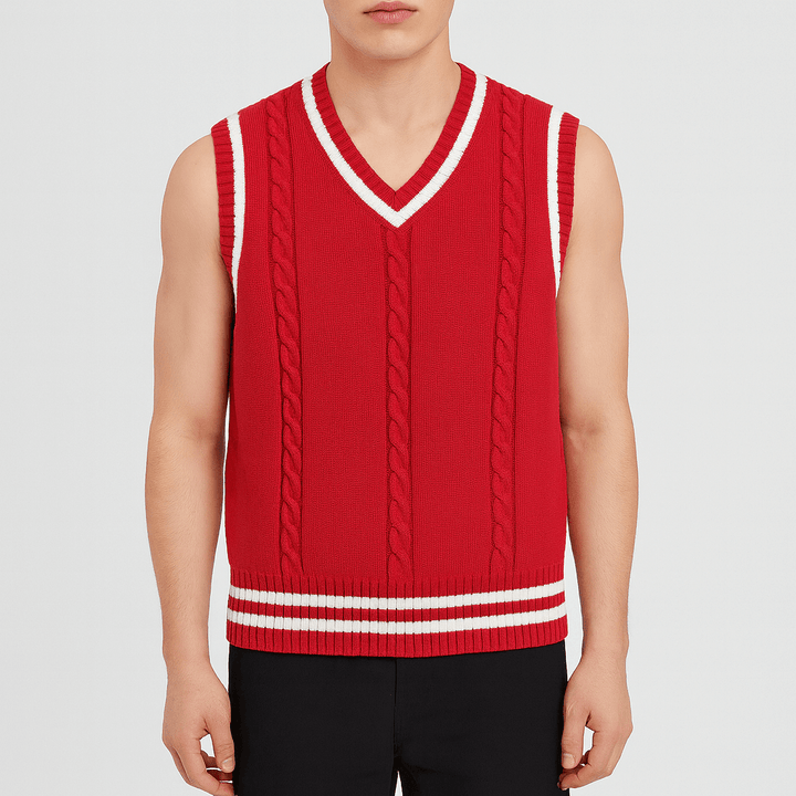 Crofton V-neck Cable Knit Sweater Vest