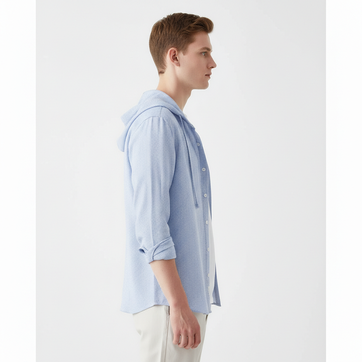 Virello Men's Lighweight Button Up Hoodie | Long Sleeve