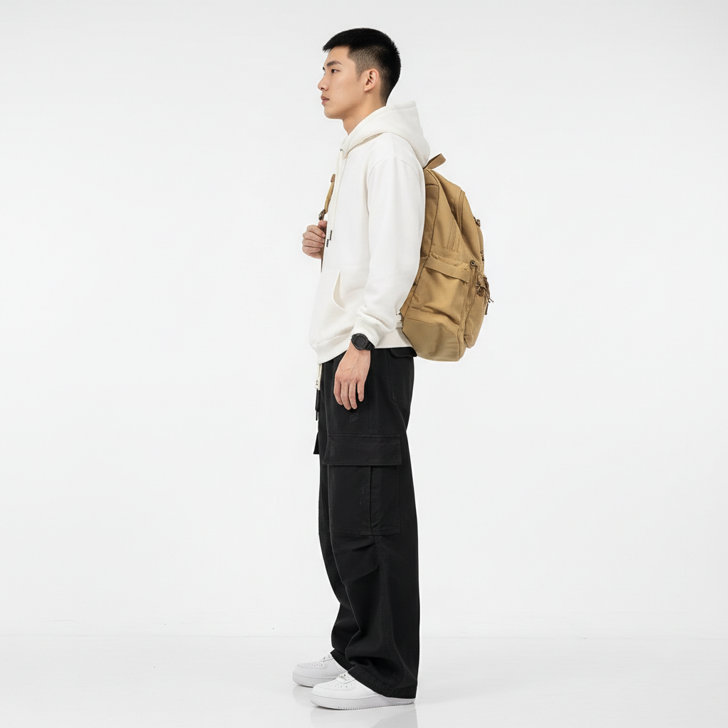 Noirfield Men's Wide Leg Cargo Pants | Baggy
