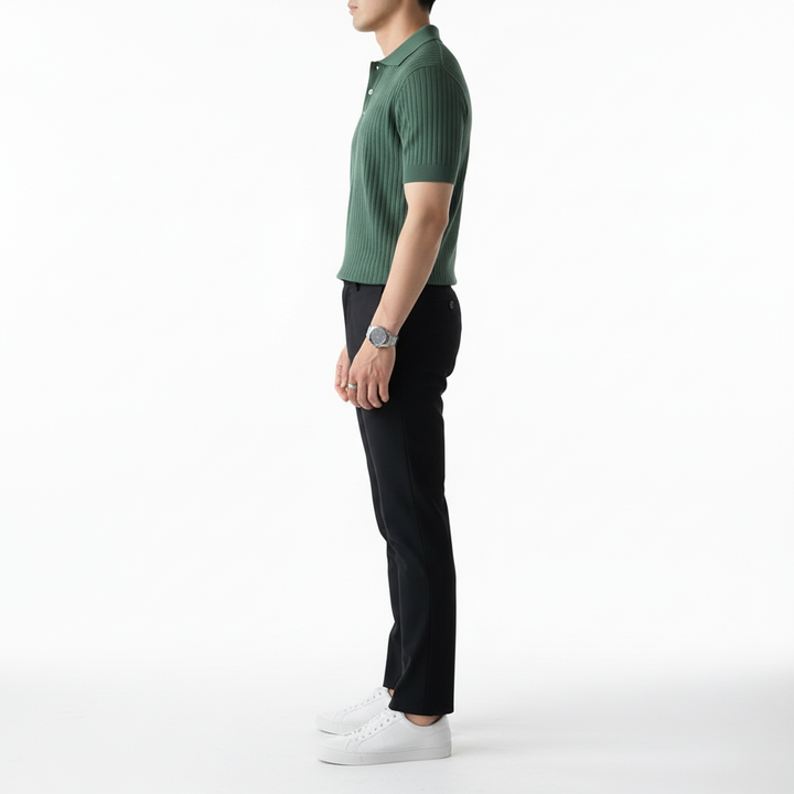 Montelar Men's Stripe Knitted Short Sleeve Polo Shirt | Casual