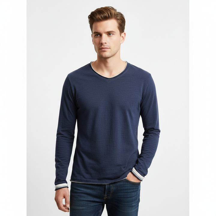 Valenor Men's Long Sleeve V Neck Shirt | Casual