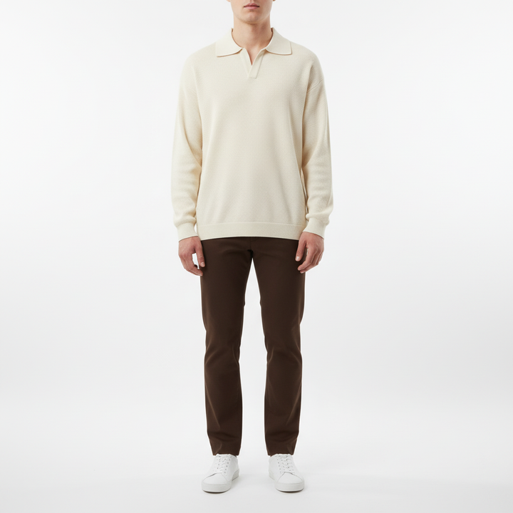 Sorvane Men's Long Sleeve Johnny Collar Polo | Casual