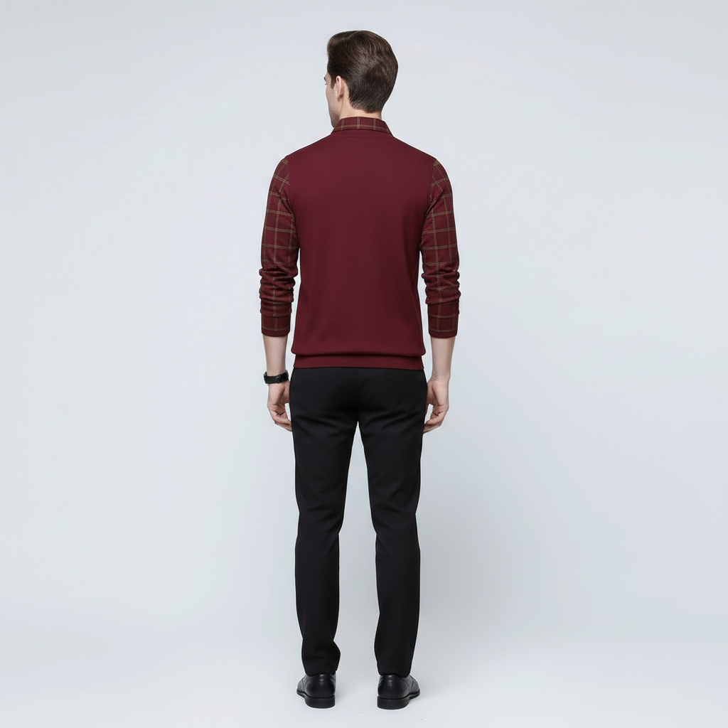 Rovello Men's Long Sleeve Layered Polo Shirt | Vintage