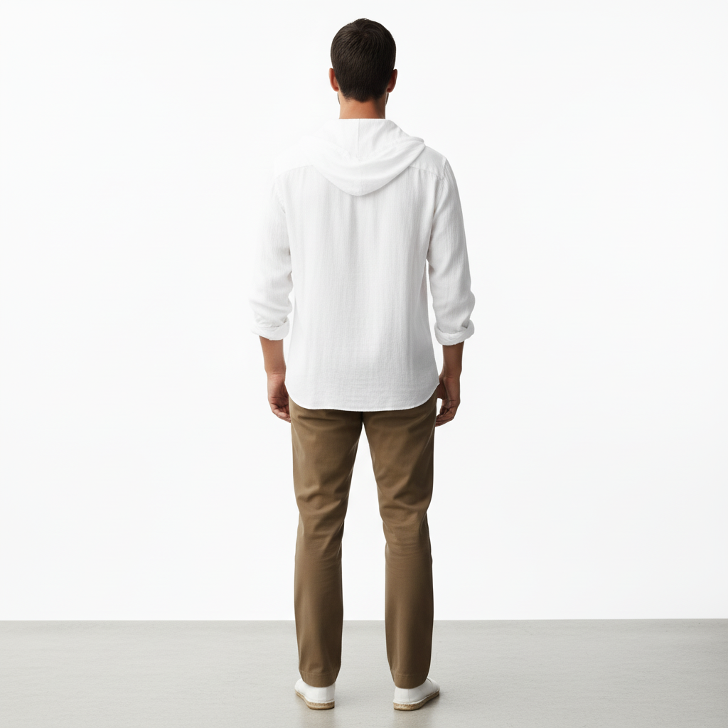 Elvaro Men's Linen Long Sleeve Hoodie Button Up | Lightweight