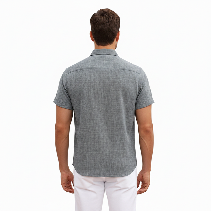 Sorvane Men's Short Sleeve Linen Turn Down Collar Shirt | Button Up
