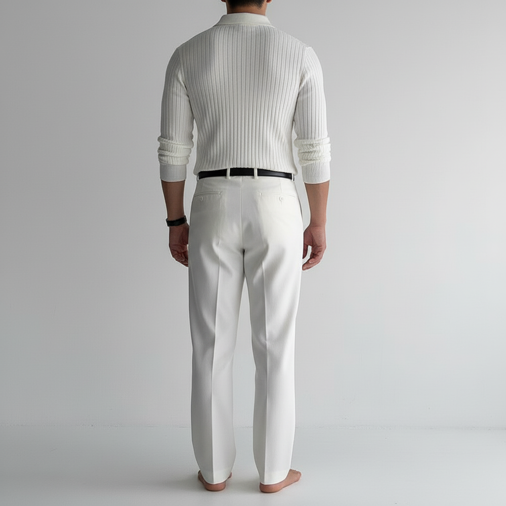 Cresvain Men's Long Sleeve Textured Johnny Collar Polo | Casual