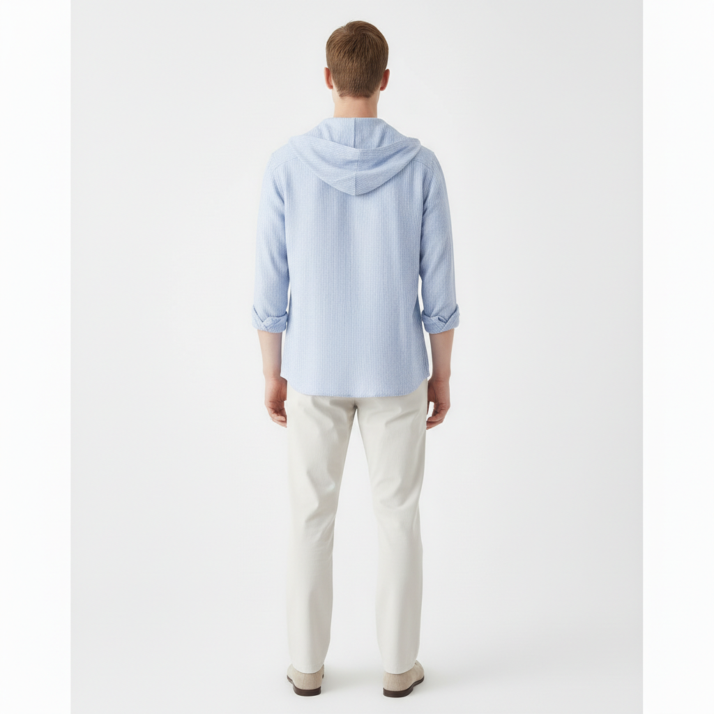 Virello Men's Lighweight Button Up Hoodie | Long Sleeve