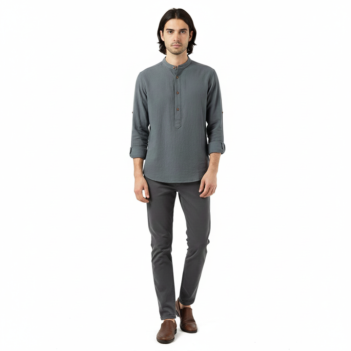 Ardenel Men's Cotton Long Sleeve Henley Shirt | Spring & Summer