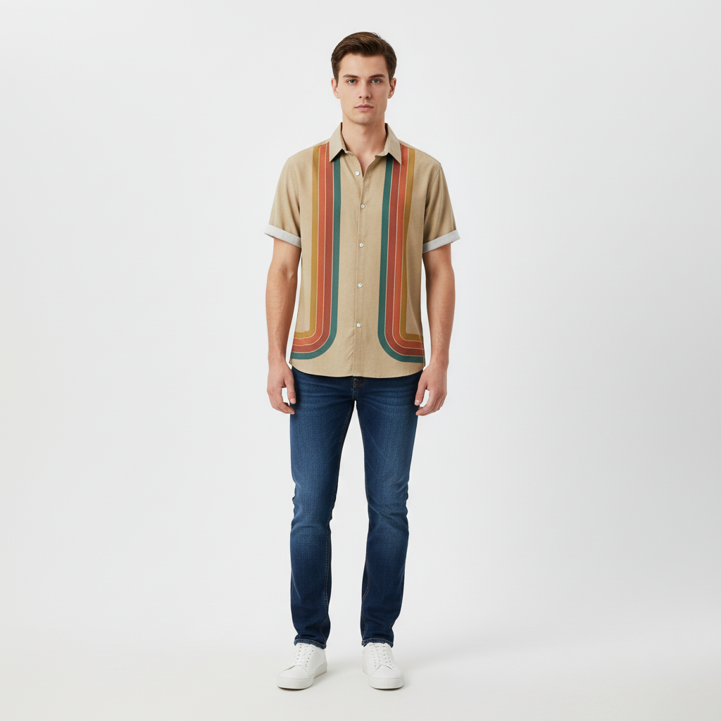 Ravelloa Men's Short Sleeve Button Down Polo Shirt