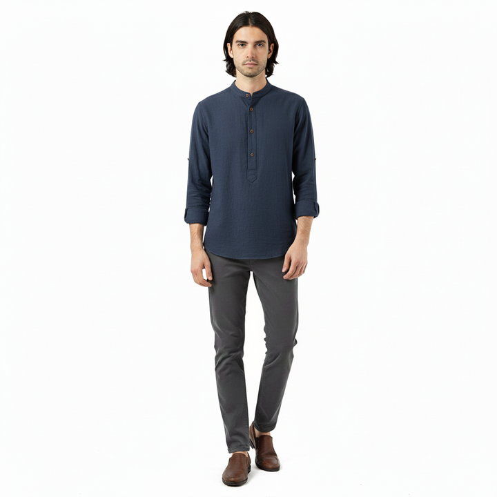 Ardenel Men's Cotton Long Sleeve Henley Shirt | Spring & Summer