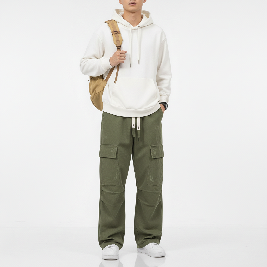 Noirfield Men's Wide Leg Cargo Pants | Baggy