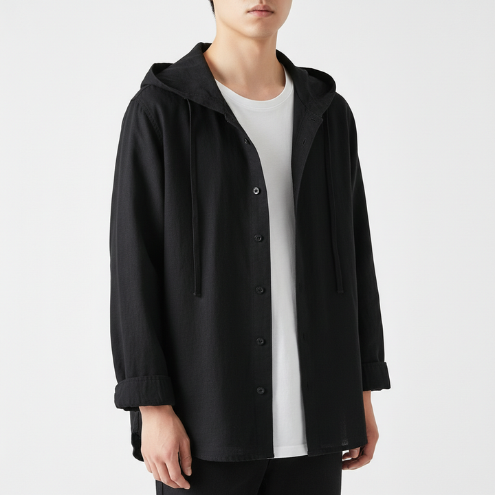 Virello Men's Lighweight Button Up Hoodie | Long Sleeve