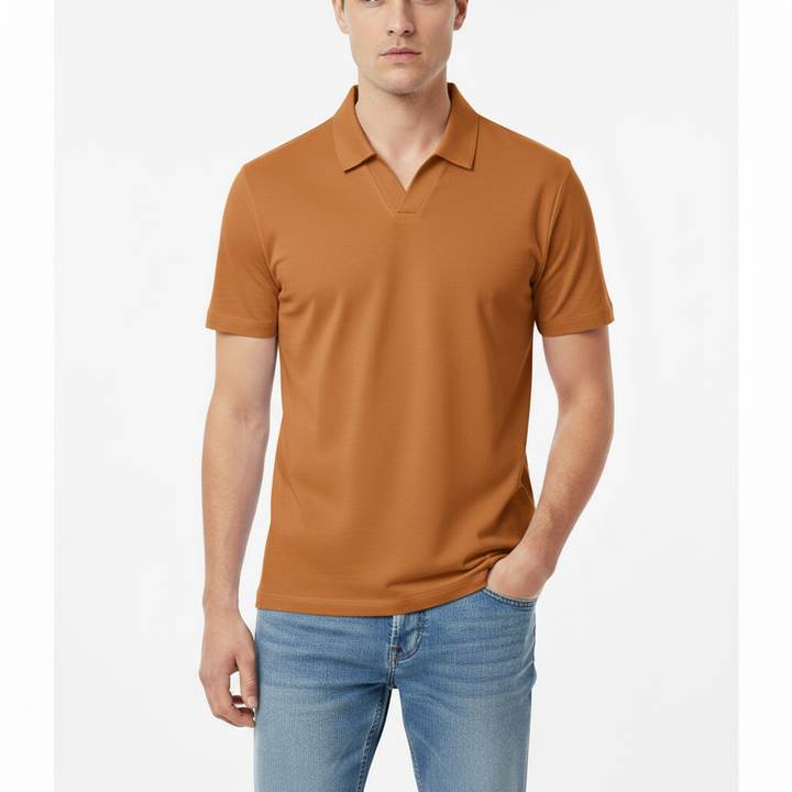Arvane Men's Short Sleeve Johnny Collar Polo Shirt | Casual