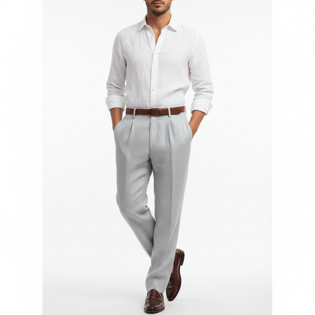 Averin Men's Pleated Linen Trouser Pants | Breatheable