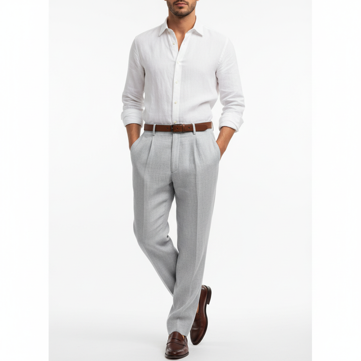 Averin Men's Pleated Linen Trouser Pants | Breatheable