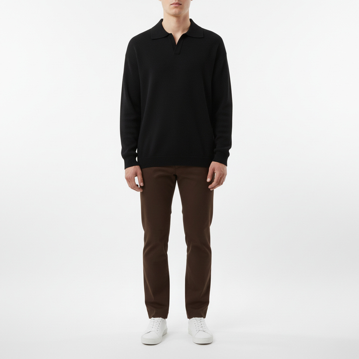 Sorvane Men's Long Sleeve Johnny Collar Polo | Casual