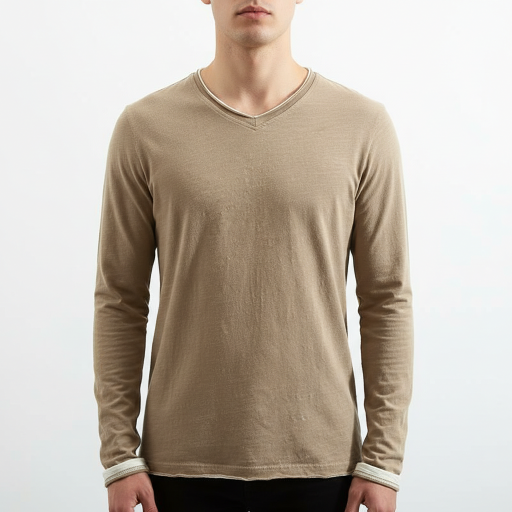 Valenor Men's Long Sleeve V Neck Shirt | Casual
