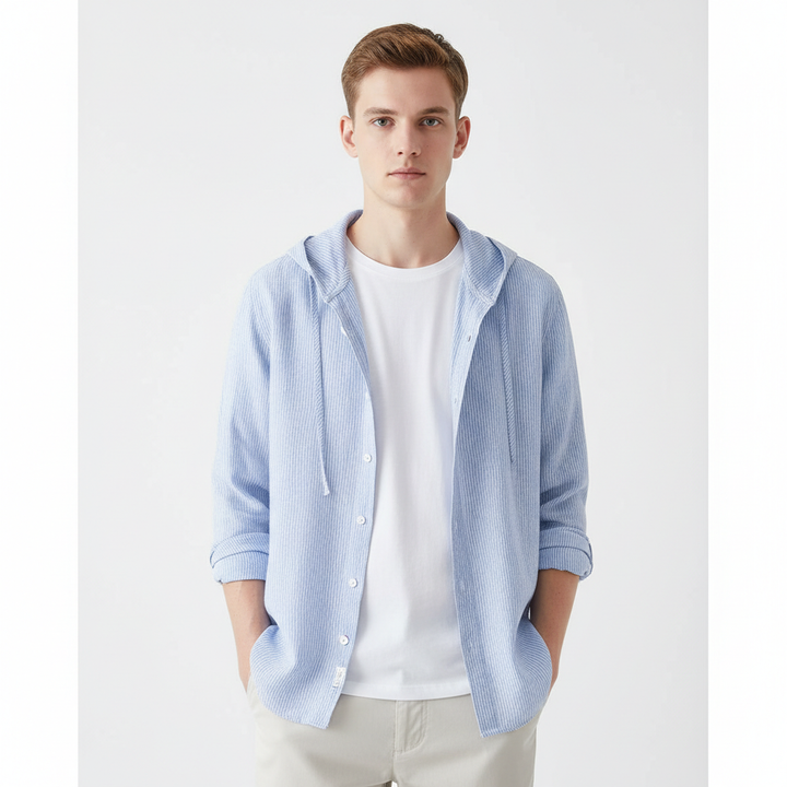 Virello Men's Lighweight Button Up Hoodie | Long Sleeve