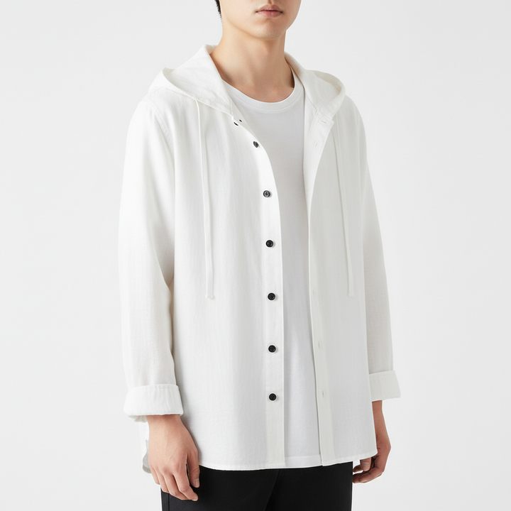 Virello Men's Lighweight Button Up Hoodie | Long Sleeve